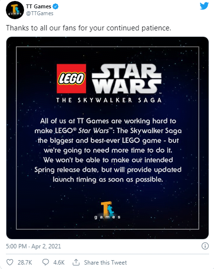 Lego Star Wars oyunu tekrar ertelendi