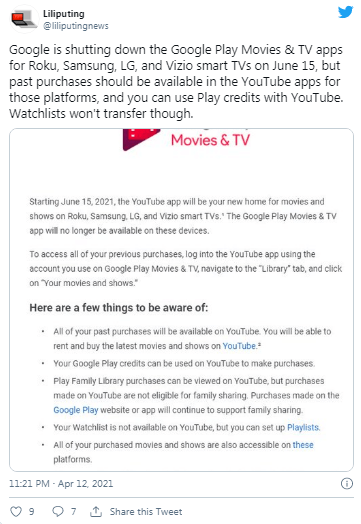 Google Play video uygulaması LG ve Samsung'un TV platformlarından ayrılacak