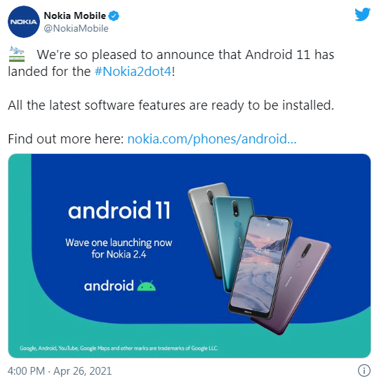 Nokia 2.4, Android 11 güncellemesini alıyor