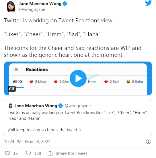 Twitter, daha fazla tweet tepkisi üzerinde çalışıyor