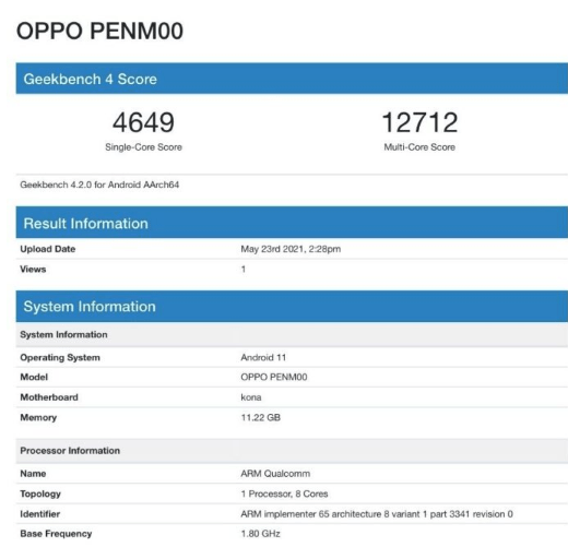 OPPO Reno 6 Pro+ 5G,  Snapdragon 870 ile görüntülendi