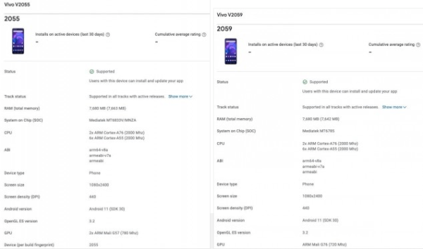 vivo V21e 5G ve vivo Y73 Google Play Console'da görüldü