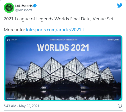League of Legends 2021 Dünya Şampiyonası Çin'in Shenzhen şehrinde olacak