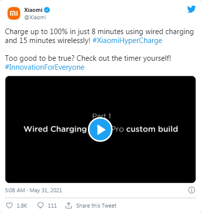 Xiaomi, bir telefonu sekiz dakikada tamamen şarj edebileceğini iddia ediyor