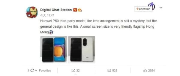 Huawei P50 için yeni fotoğraflar geldi