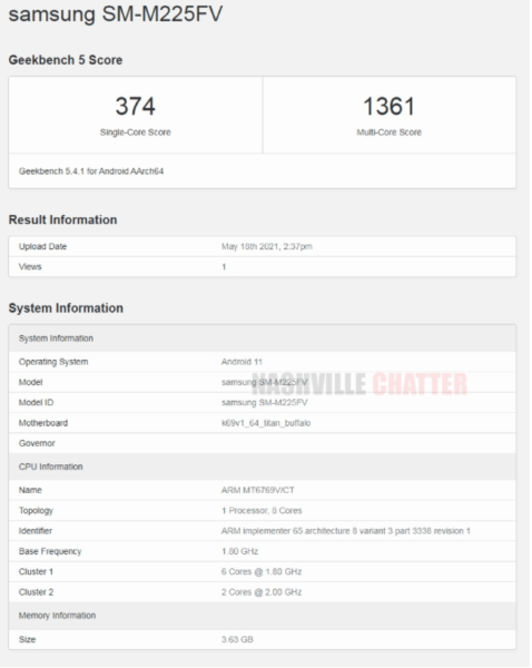 Samsung Galaxy M22 Geekbench listesinde görüldü