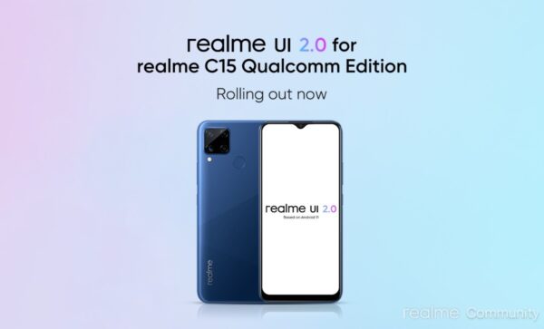 Realme C15 Qualcomm Edition, Realme UI 2.0 güncellemesini alıyor