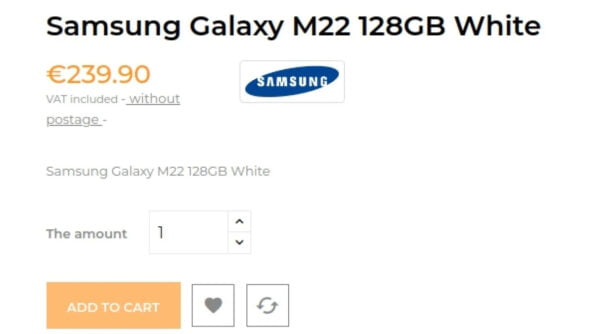 Galaxy M22 için Avrupa fiyatı sızdırıldı