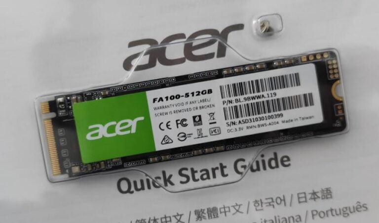 Acer FA100 M.2 PCIe NVMe SSD: Hızlı ve güvenilir bir çözüm