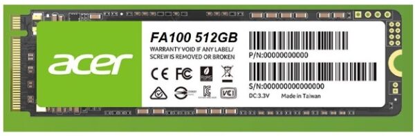 Acer FA100 M.2 PCIe NVMe SSD: Hızlı ve güvenilir bir çözüm