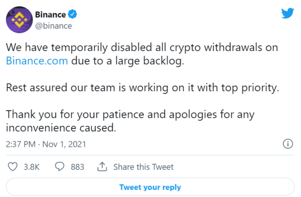 Binance para çekme işlemlerini durdurdu! 2 Binance para çekme işlemlerini durdurdu!
