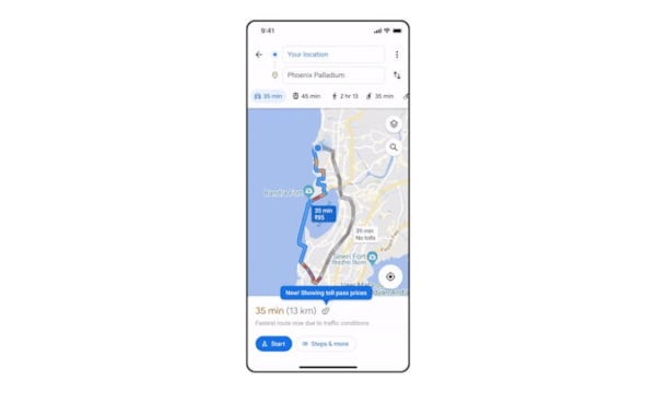 Google Haritalar, geçiş ücreti ve diğer rota ayrıntılarını içerecek