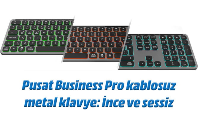 Pusat Business Pro kablosuz metal klavye: İnce ve sessiz 25 m ffg