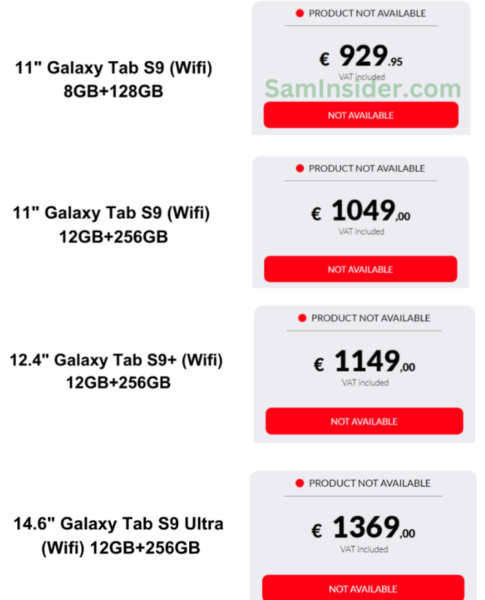 Galaxy Tab S9 serisi