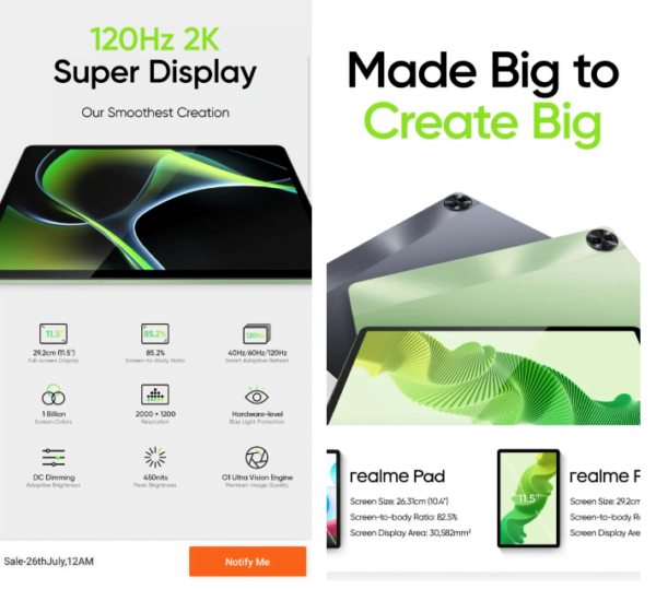 Realme Pad 2,11.5 inç 2K ekranıyla ortaya çıktı 2 Realme Pad 2