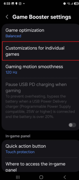 One UI 7'nin Game Booster'ı oyunculara daha fazla kare hızı seçeneği sunacak 5 44b