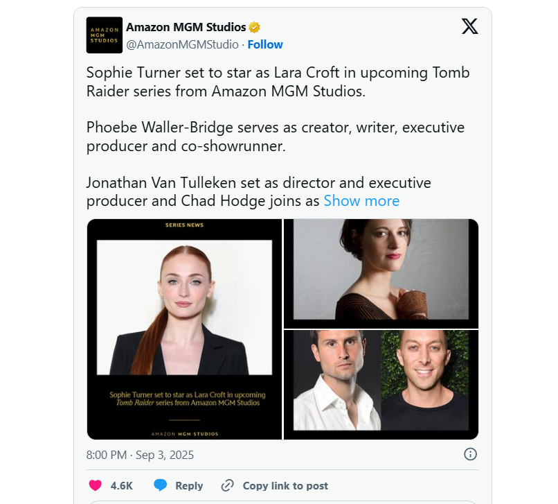 Tomb Raider Dizisi Resmileşti: Lara Croft’u Sophie Turner Canlandıracak 2 Tomb Raider