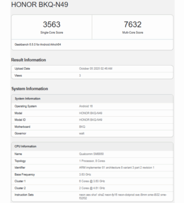 Honor Magic 8 Pro Global Versiyonu Geekbench’te Ortaya Çıktı 2 Honor