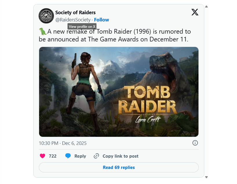 Lara Croft Köklerine Dönüyor: Orijinal Tomb Raider Remake'i TGA 2025'te Duyurulabilir 2 Lara Croft